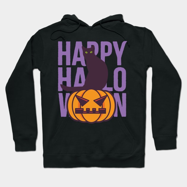 Black Cat and pumpking halloween Hoodie by Bubsart78